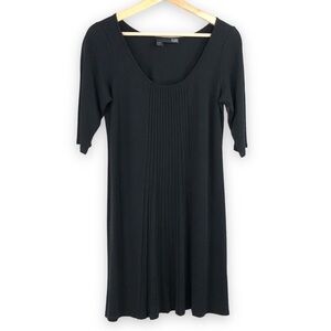 Eileen Fisher - 100% Silk Black Dress with Pleated Front - S